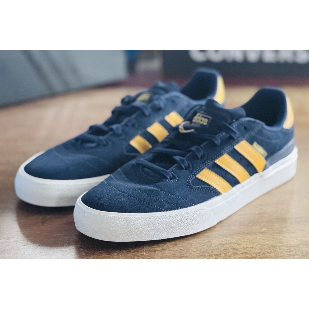 Men’s Size 11 adidas Busenitz Vulc II Collegiate Navy Preloved Yellow HQ7527